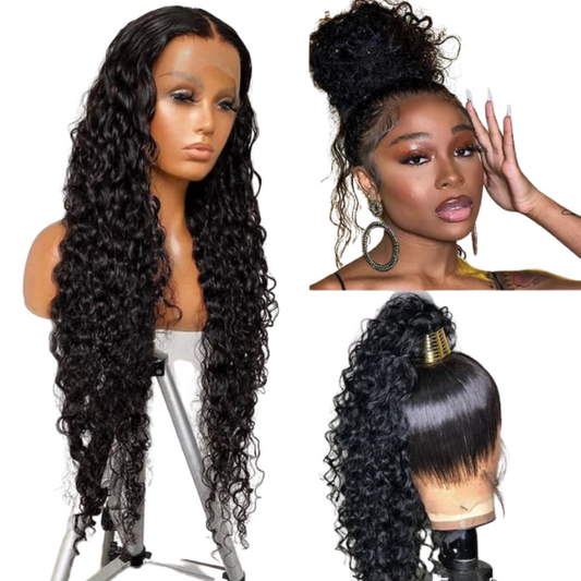 360 Lace Front Water Wave 180% Density  Human Hair Wig image 0
