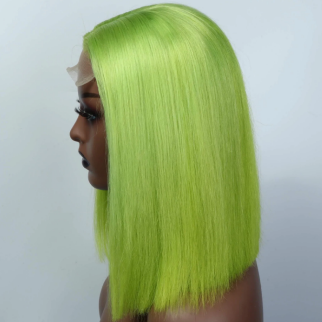 Green Straight Bob 4x4 &amp; 13x4 Lace 150% Density Human Hair Wig image 0