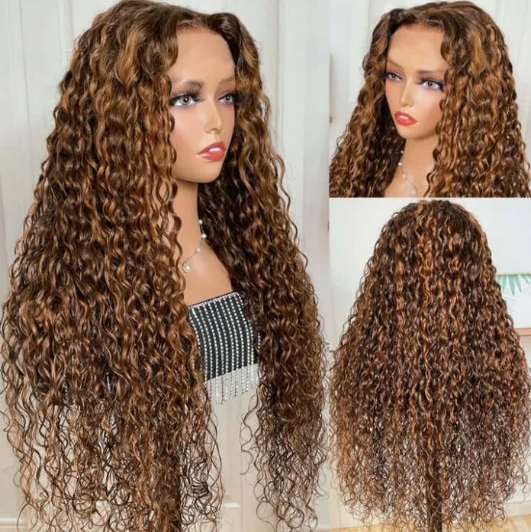Highlighted Water Wave Pre-Plucked Wig with Baby Hair image 1