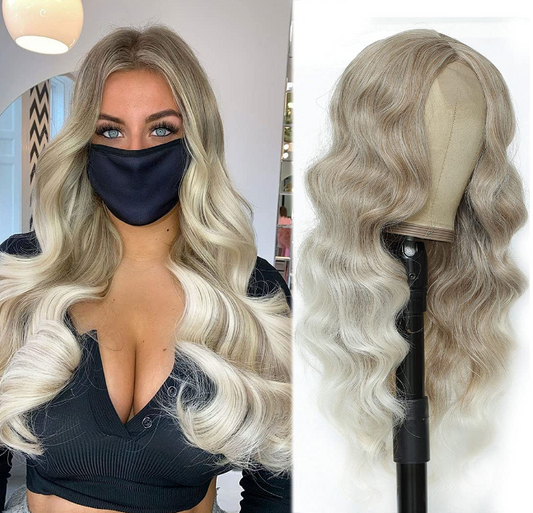 Blonde Ombre Synthetic Heat Resistant 24" Body Wave Wig image 0