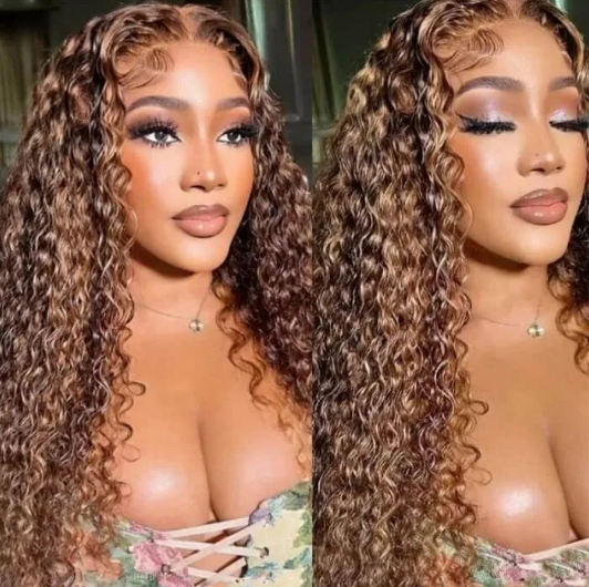 Highlighted Water Wave Pre-Plucked Wig with Baby Hair image 0