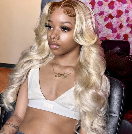 24" Ombre Blonde Lace Front Synthetic Heat Resistant Fiber With Baby Hair  24" W image 1