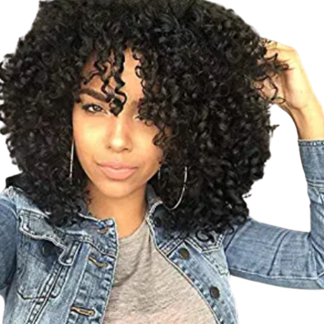 Curly 14" Synthetic Kinky Curly Wig with Bangs image 0