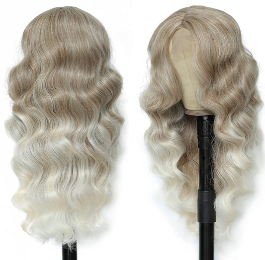 Blonde Ombre Synthetic Heat Resistant 24" Body Wave Wig image 1