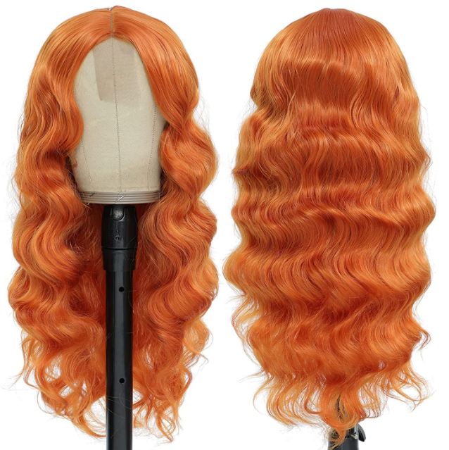 Ginger Synthetic Heat Resistant 24" Body Wave T-Part Lace Wig image 1